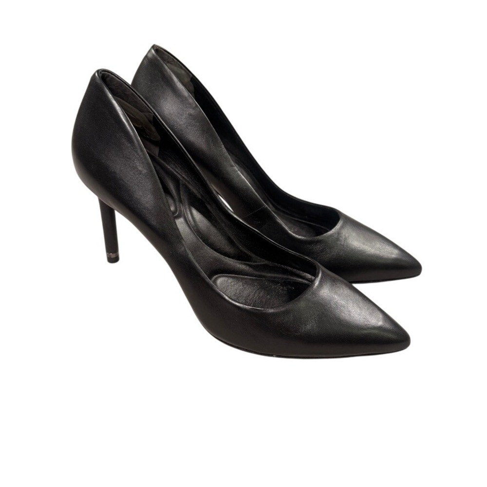 Antonio Melani 8M Heels Women Black Leather Pointed Toe Stiletto Pump